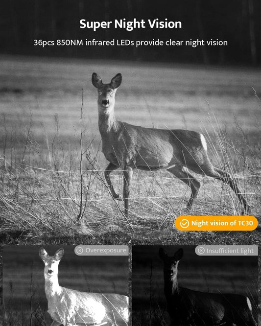 Trail Camera, 48MP 4K Hunting Camera with Night Vision Motion Activated IP66 Waterproof, Deer Camera for Outdoor Wildlife Watching Monitoring